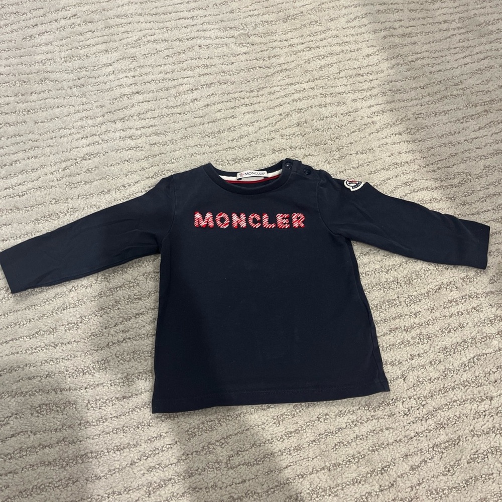Moncler Black Long Sleeve Tee Classic Crew Neck